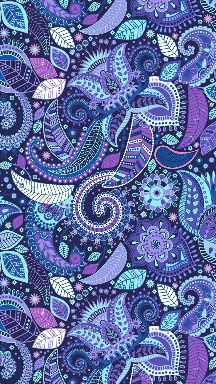 Purple and Blue Paisley Print Fabric