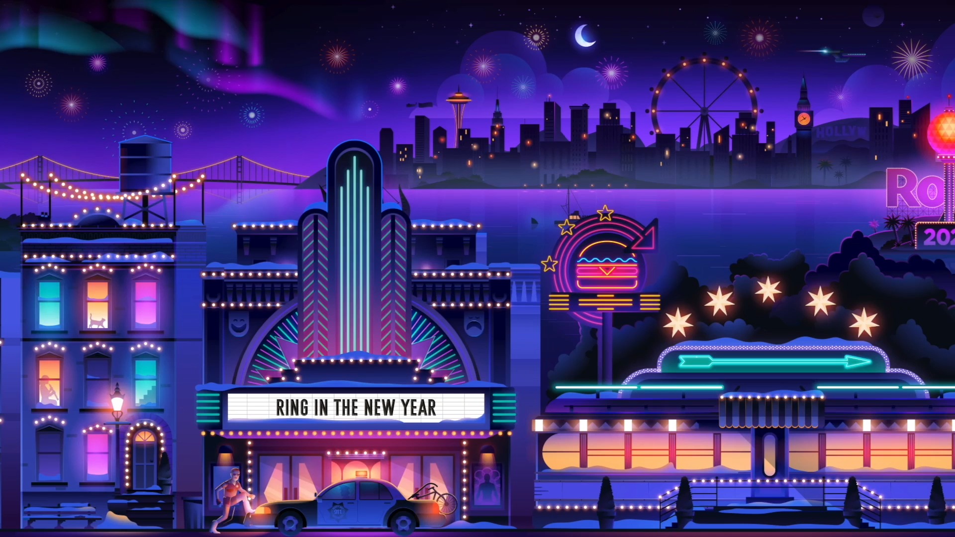 Winter Themed Roku City Screensaver