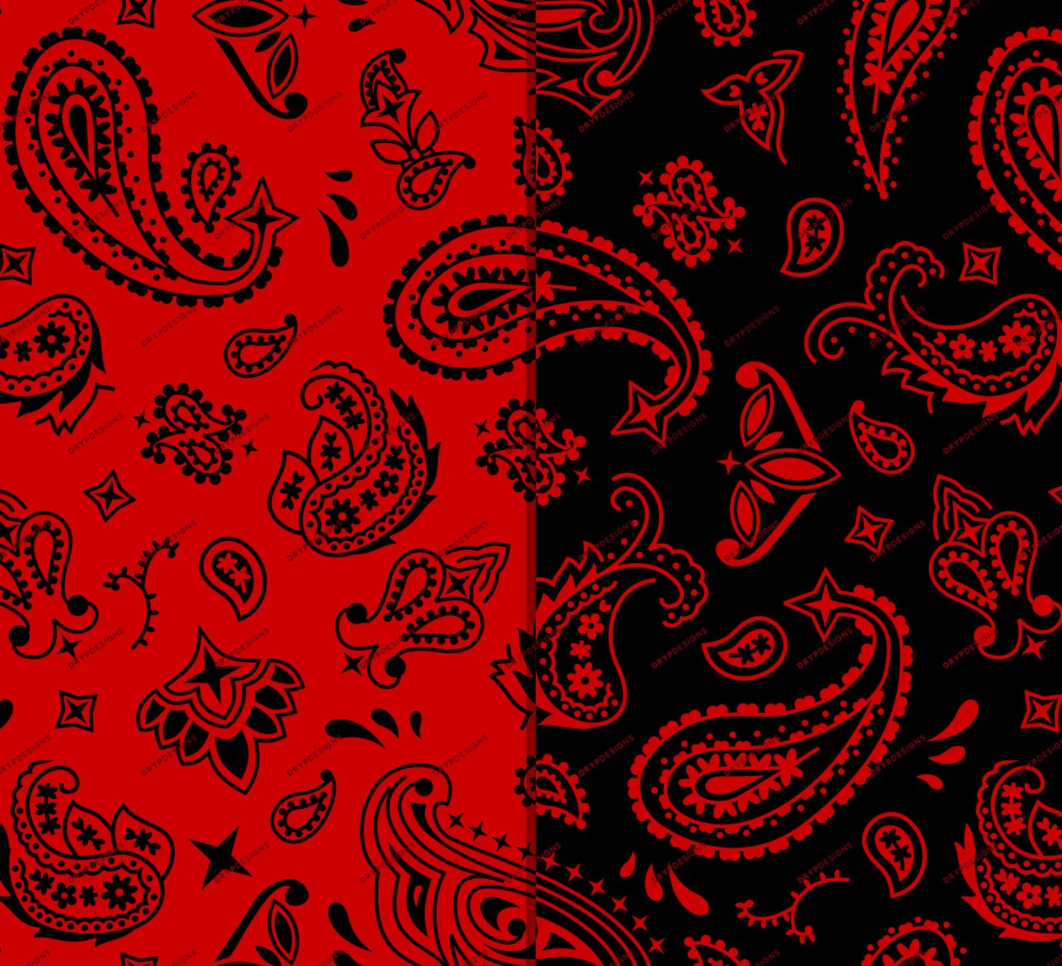 Red + Black Bandana Seamless Background