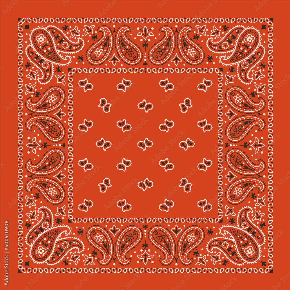 Red bandana paisley fabric kerchief