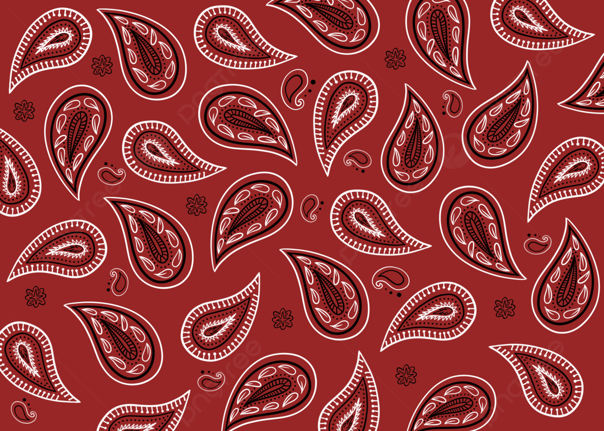 Paisley Bandana Red White Line