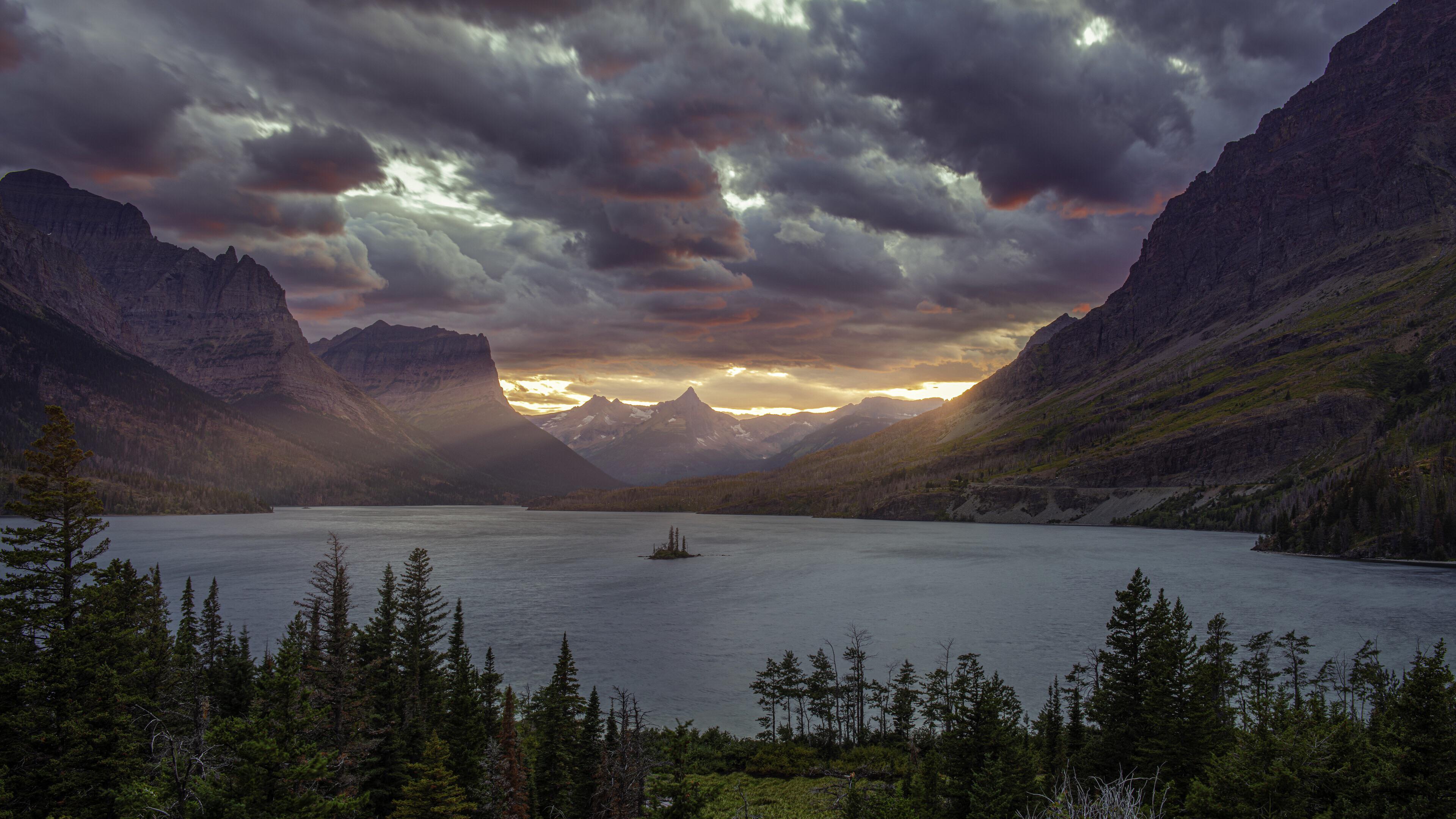 Sunset At St Mary Lake Glacier National