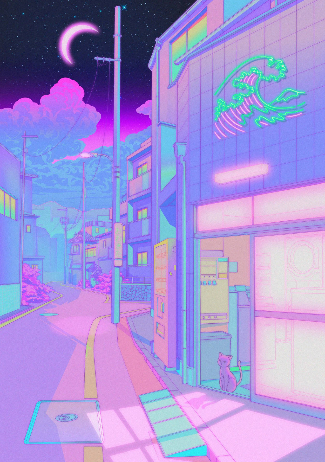 Pastel Japanese Aesthetic Empty Street