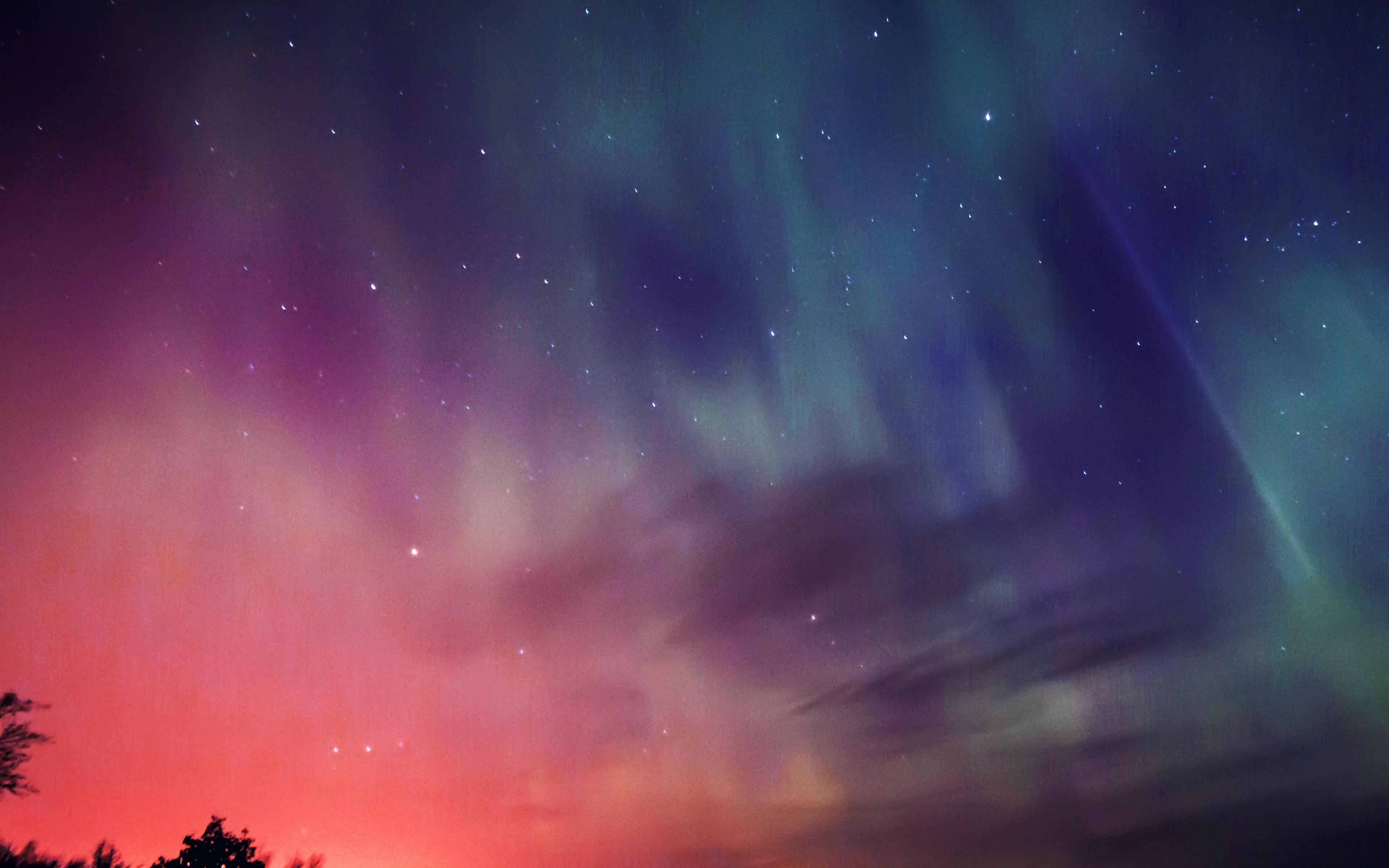 Space Aurora Night Sky Red Color Blue