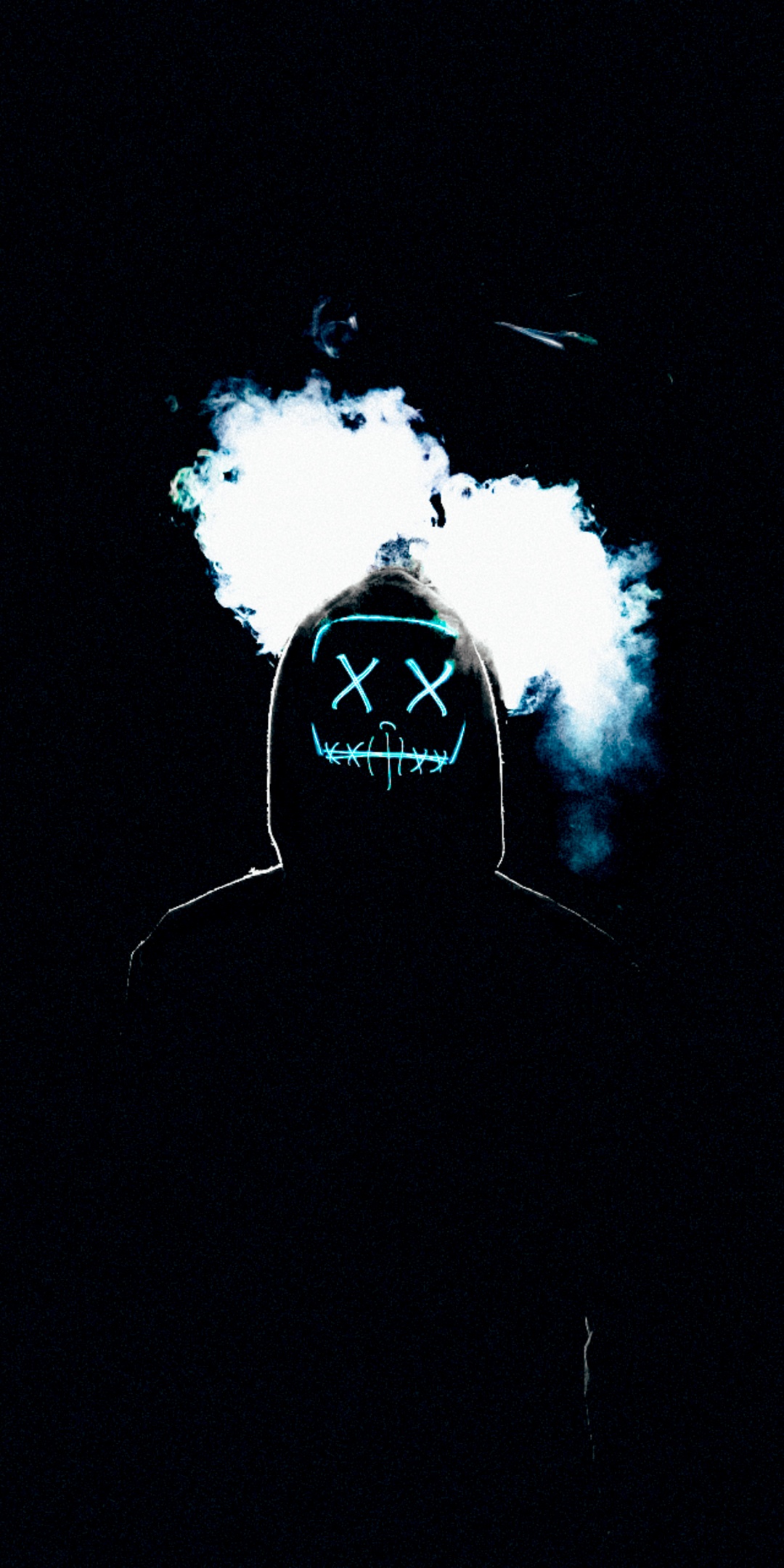 Man with LED Mask and Smoke Wallpaper in 4K