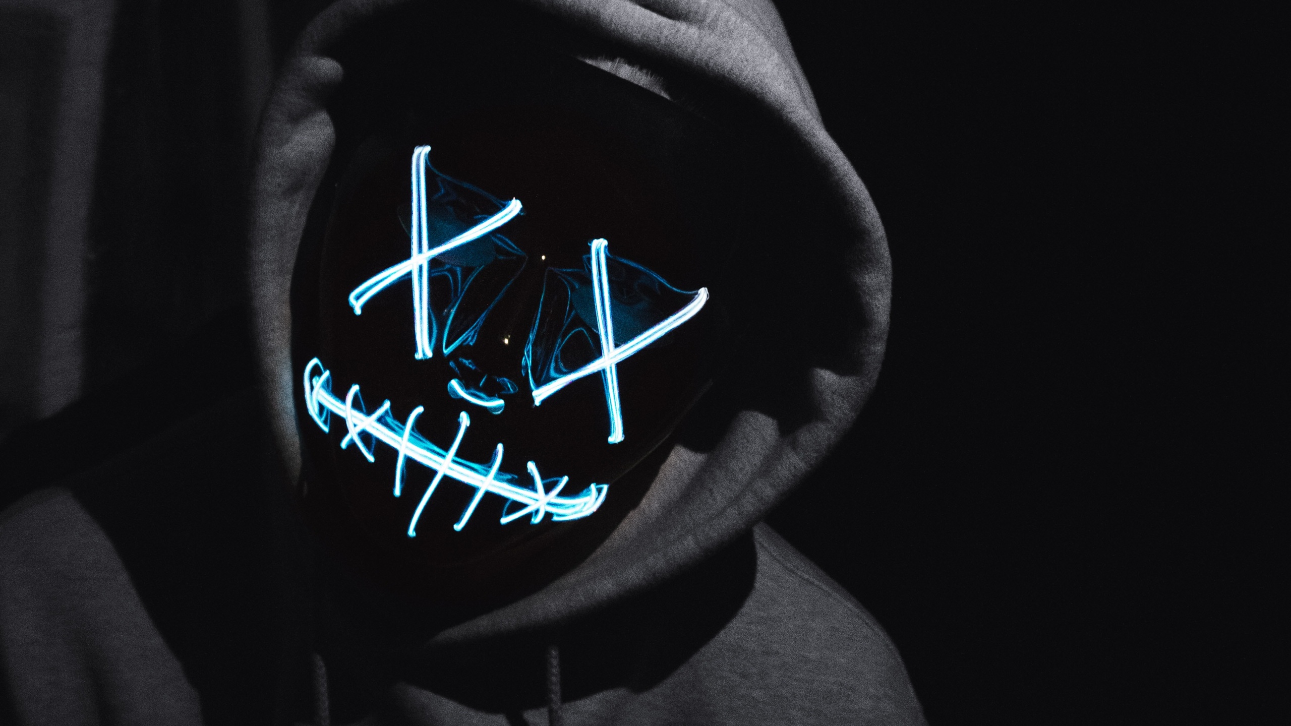 Anonymous Wallpaper 4K, LED mask, Man