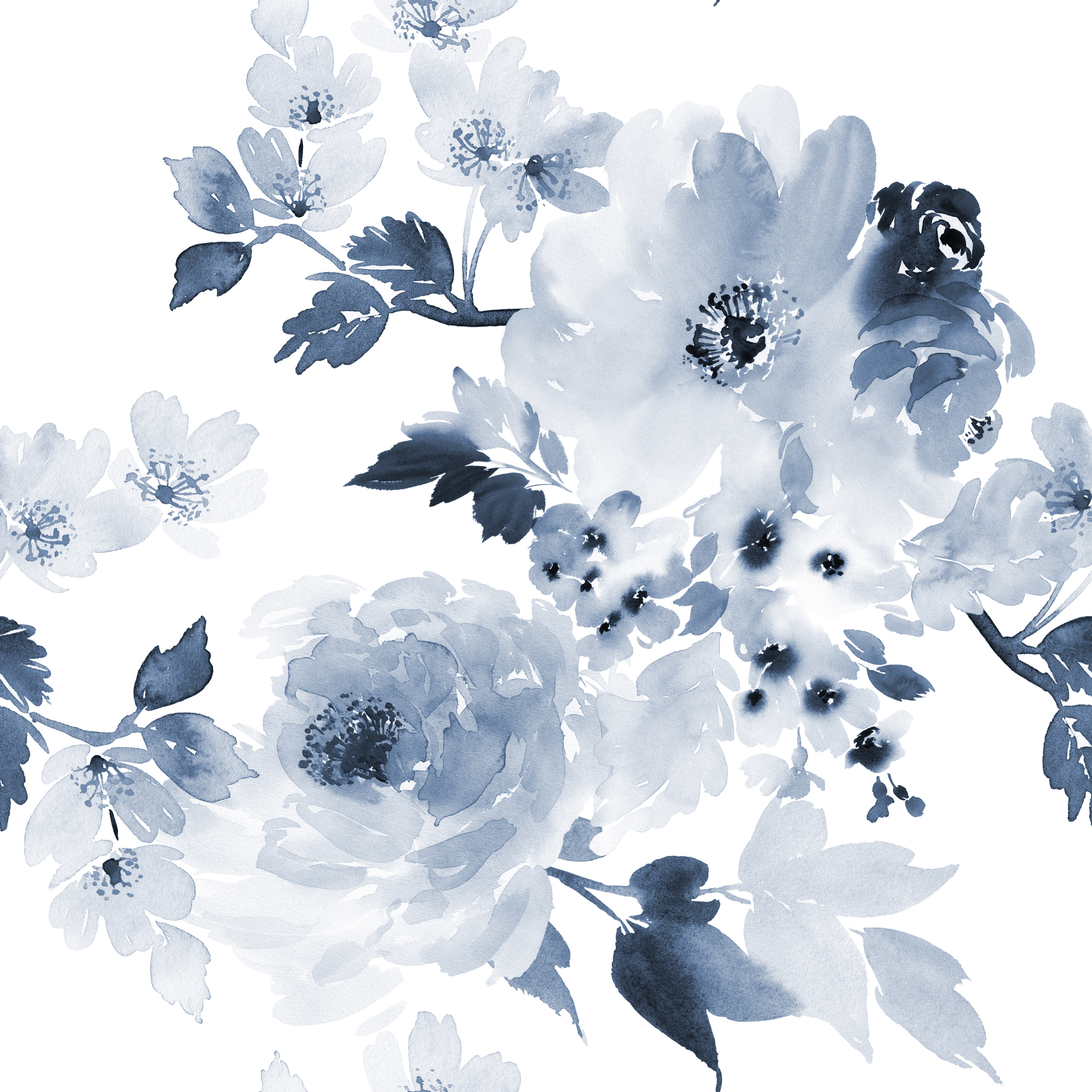 Watercolor Flowers Summer Pattern