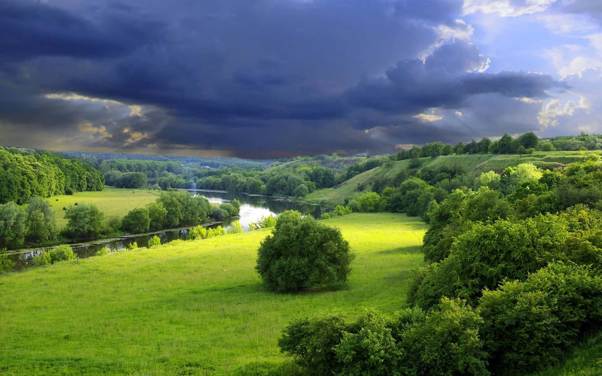 Spring River Landscape Wallpaper