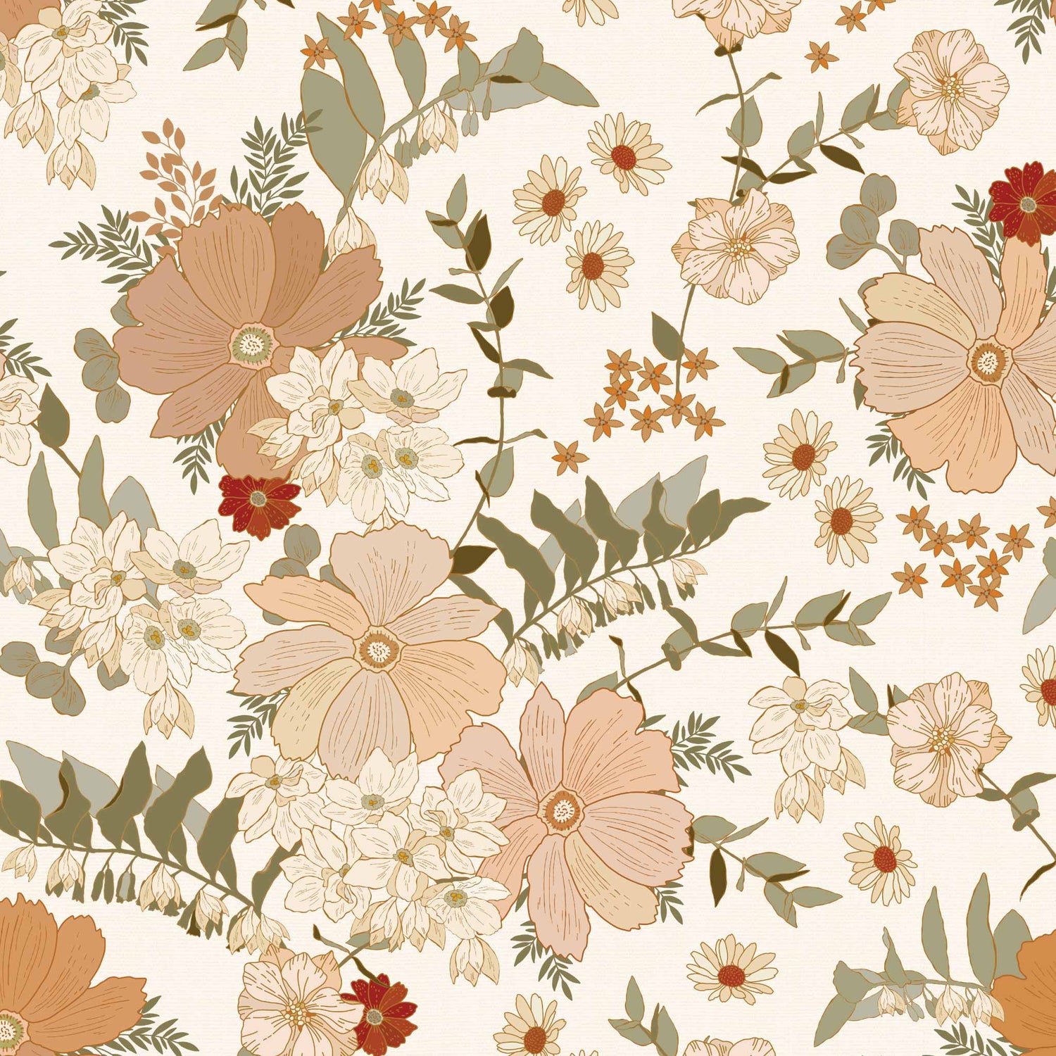 Spring Florals Wallpaper Cream