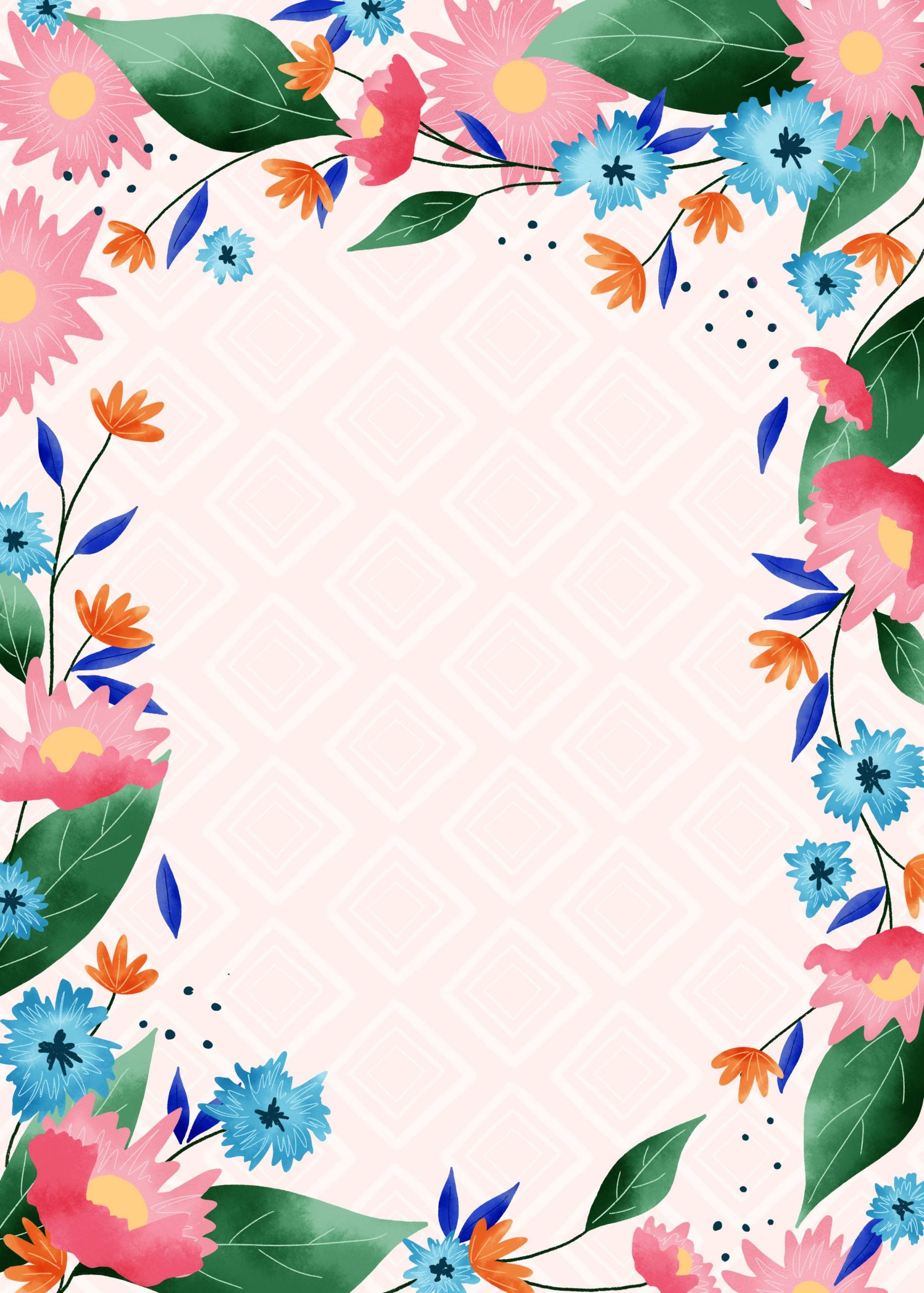 Floral frame desktop, phone and tablet wallpaper