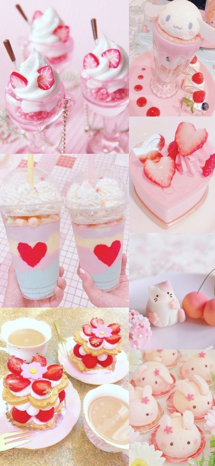 Kawaii dessert collage. Image found