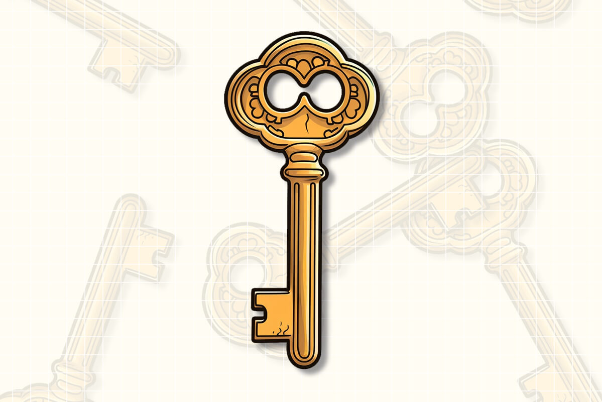 Golden Vintage Key: Free PNG Sticker