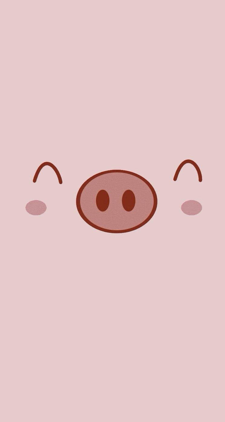 Pink Pig Cartoon Phone Wallpaper