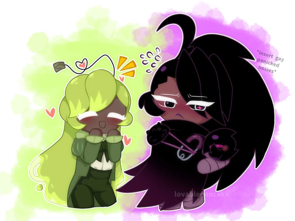 Green tea cookie admiring black raisin