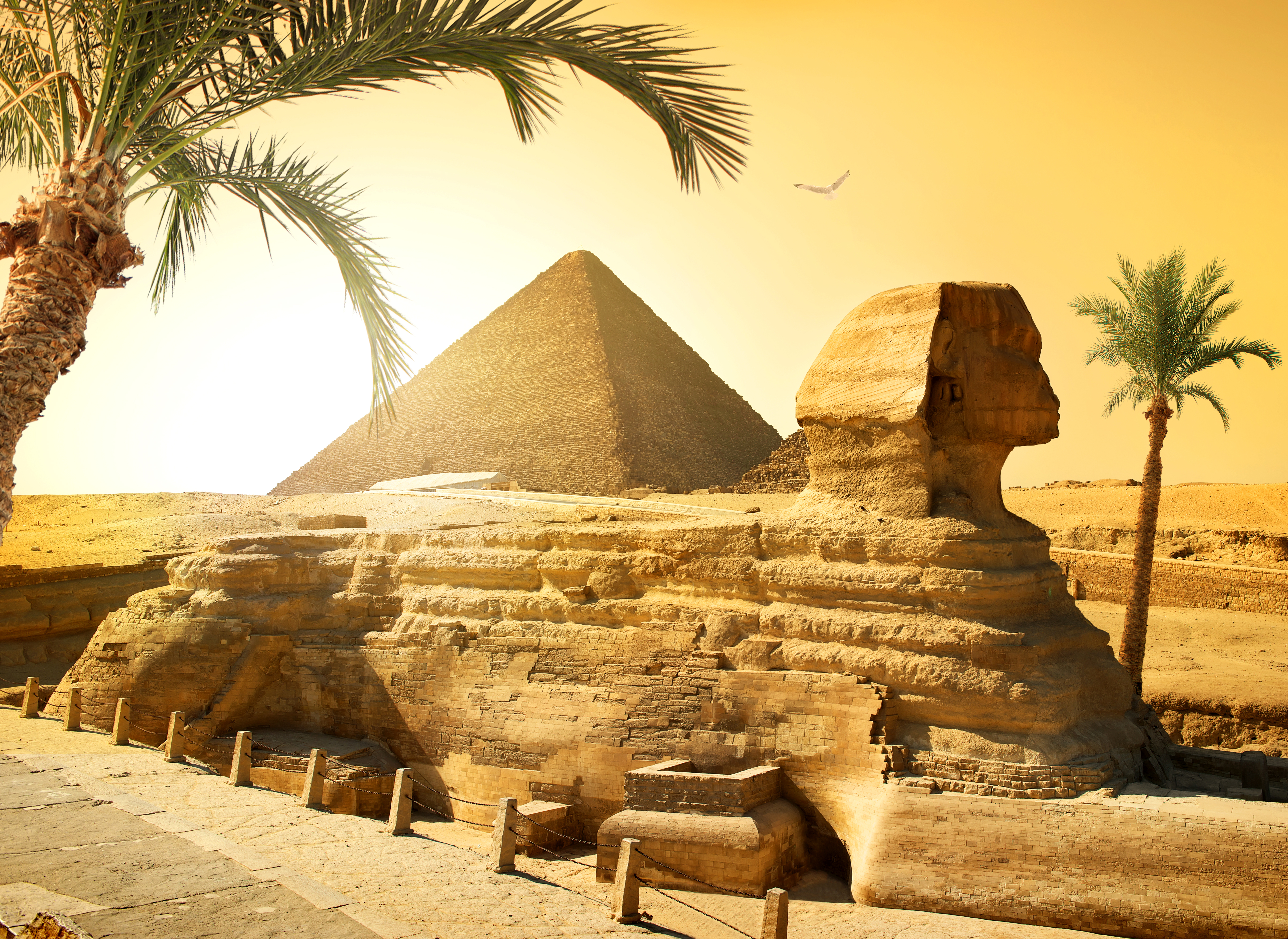 Sphinx Egyptian Man Made Pyramid 4k