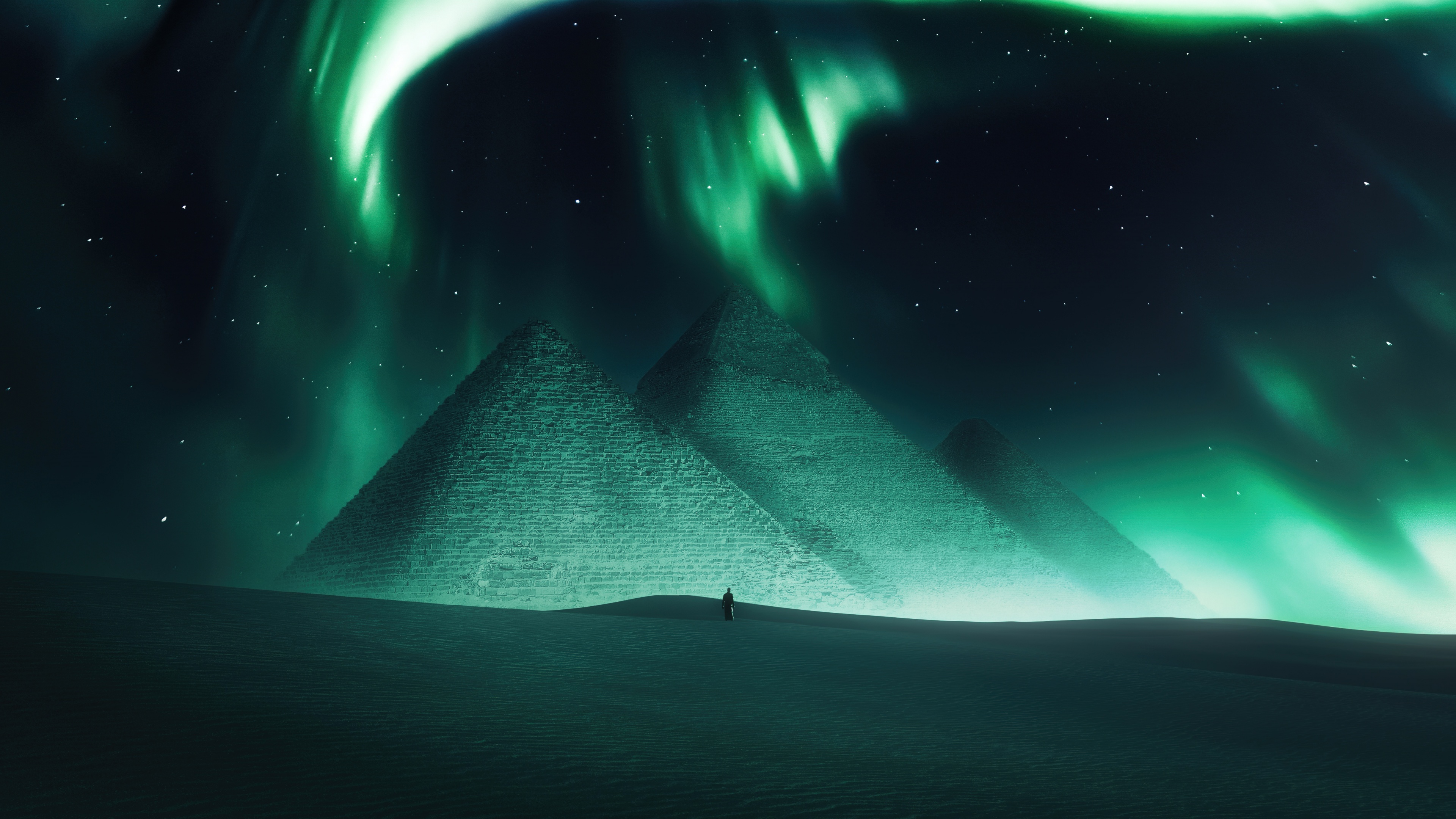Egyptian Pyramids Wallpaper 4K, Aurora