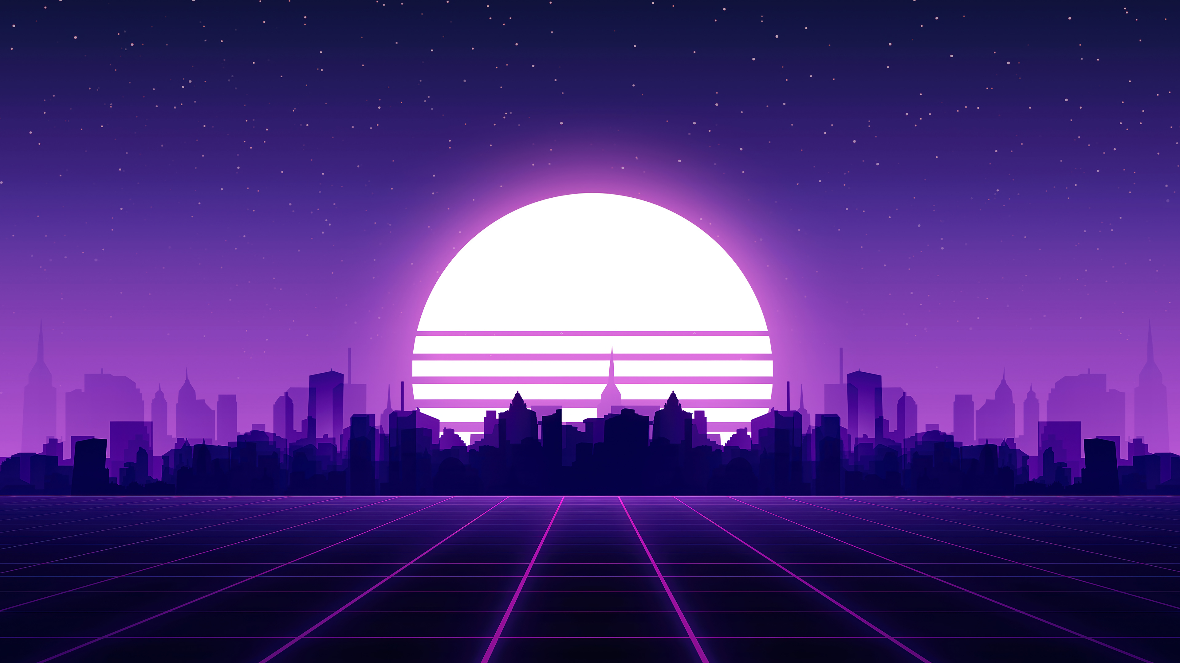 Sunset City Synthwave Wallpaper 4K HD