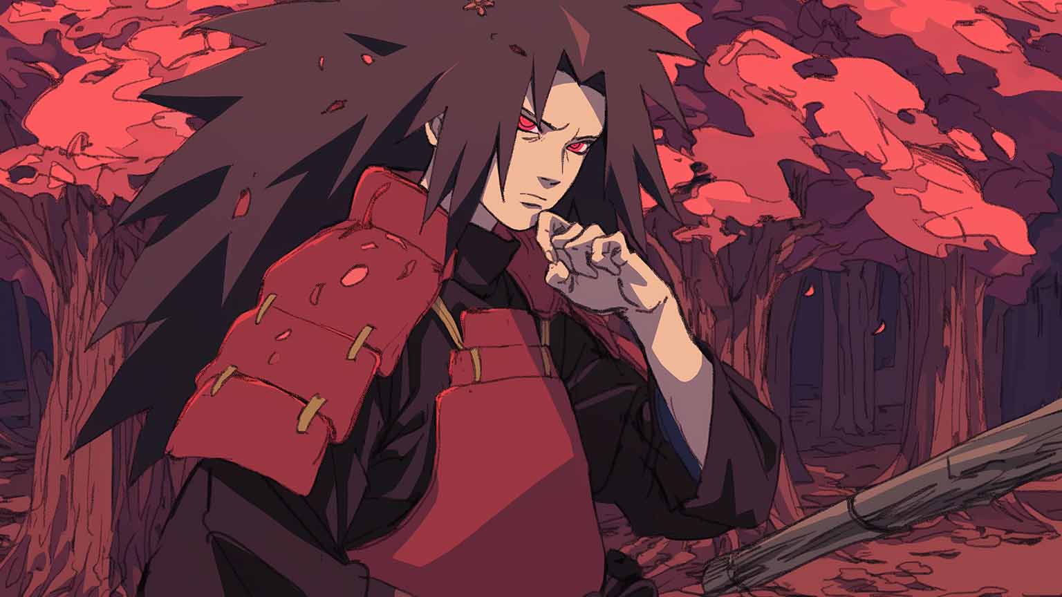 Free Naruto Madara Uchiha with Red Eyes Desktop Wallpaper
