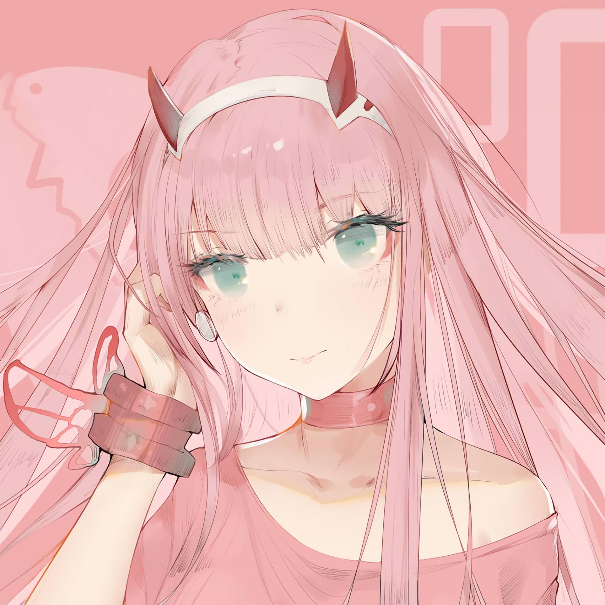 Zero Two Wallpaper 4K, Pink aesthetic