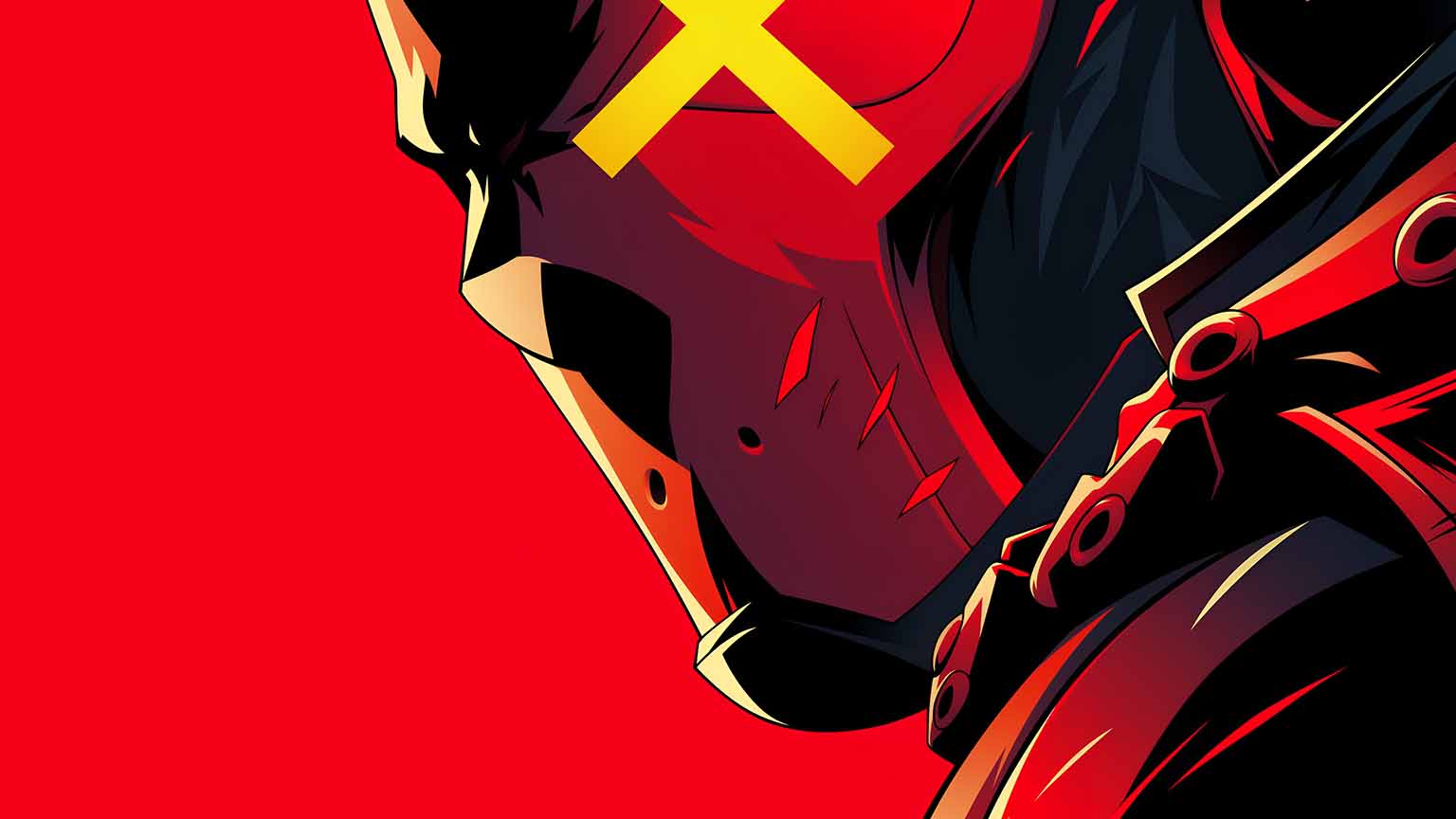Red Hood Yellow X Mask Desktop