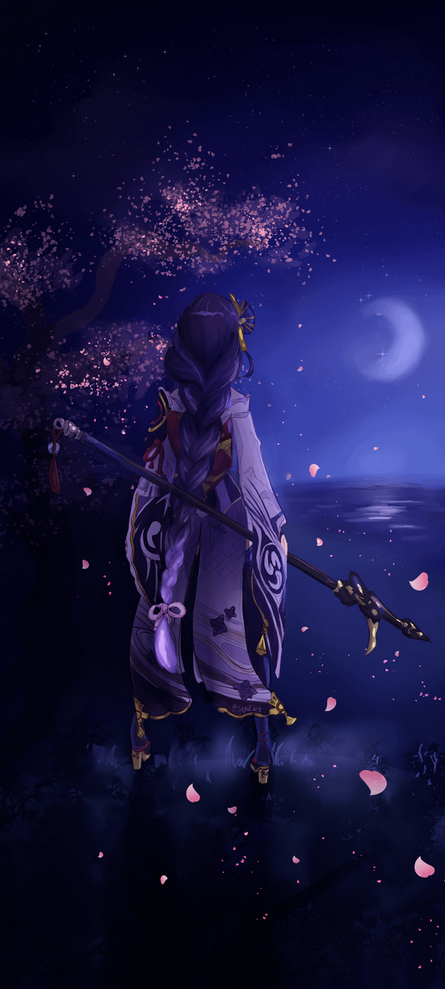 Made a Raiden Shogun phone wallpaper
