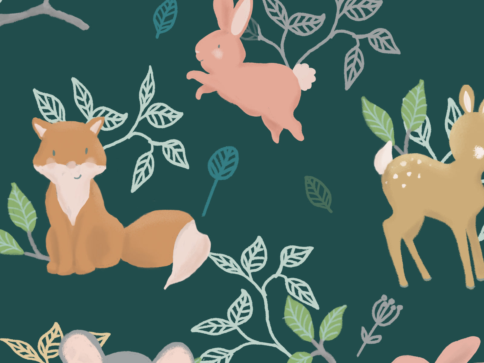 Cute Forest Animals Green