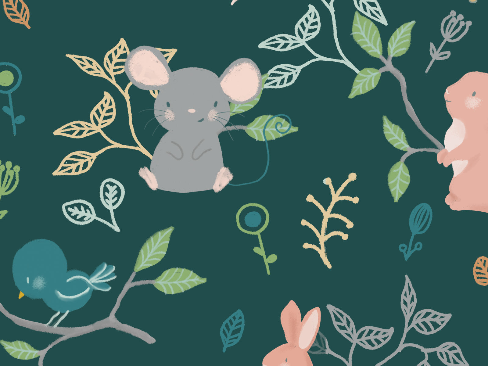 Cute Forest Animals Green