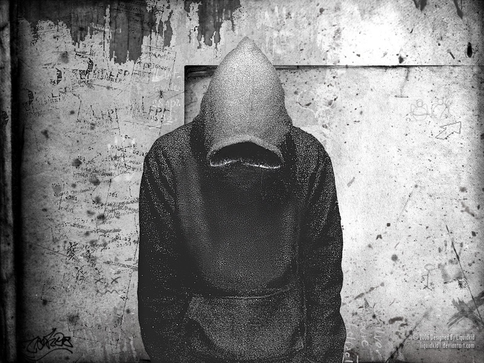 Monochrome Hood Dark Creepy Wallpaper