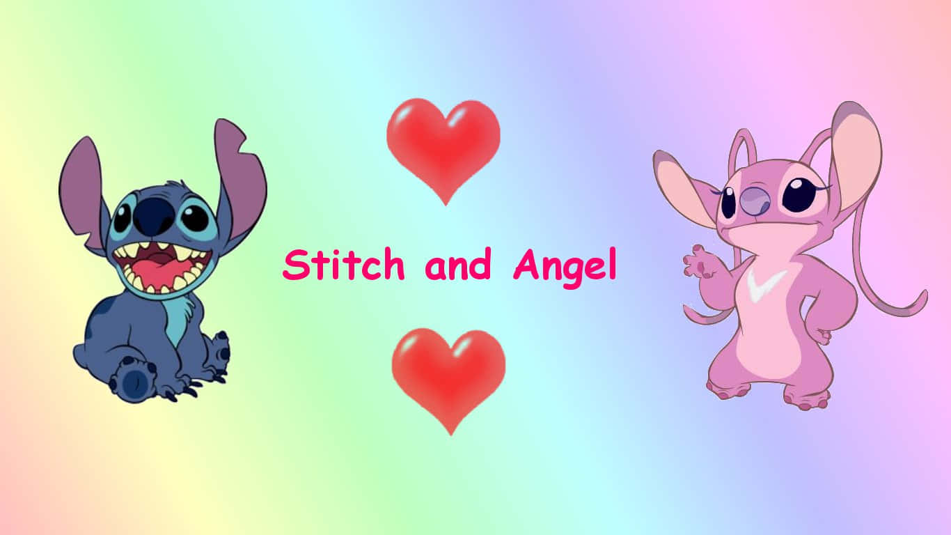 Cute Stitch And Angel Wallpaper