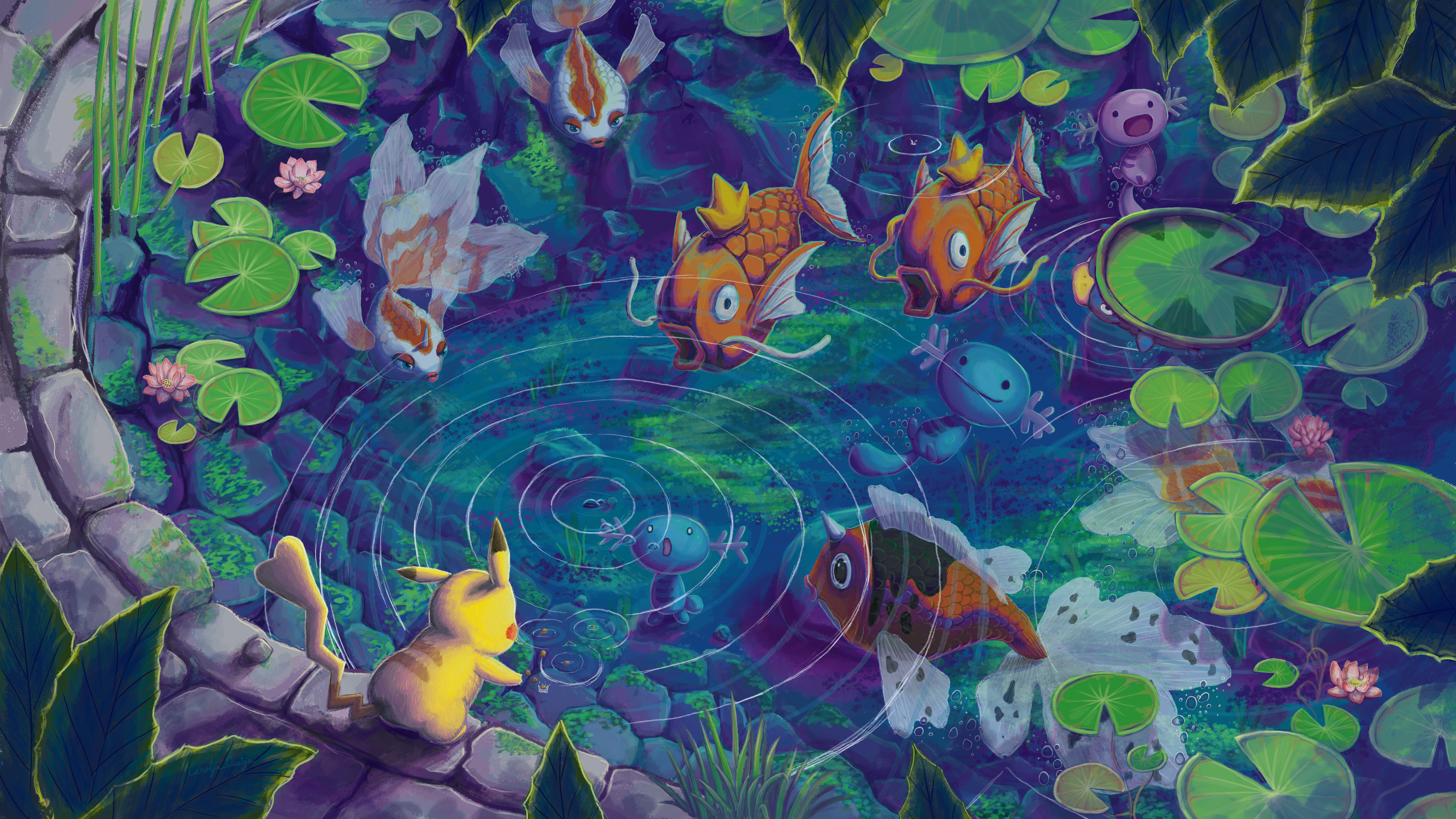 I made a cool Pokemon Koi Pond Wallpaper!