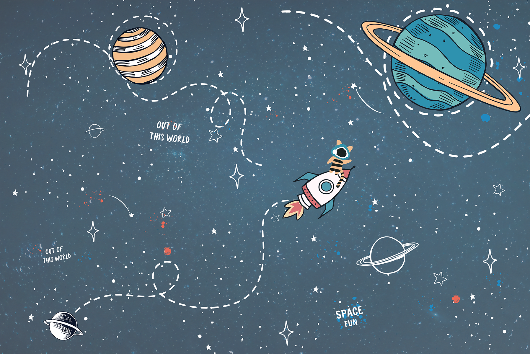 Kids Shining Cartoon Space with White