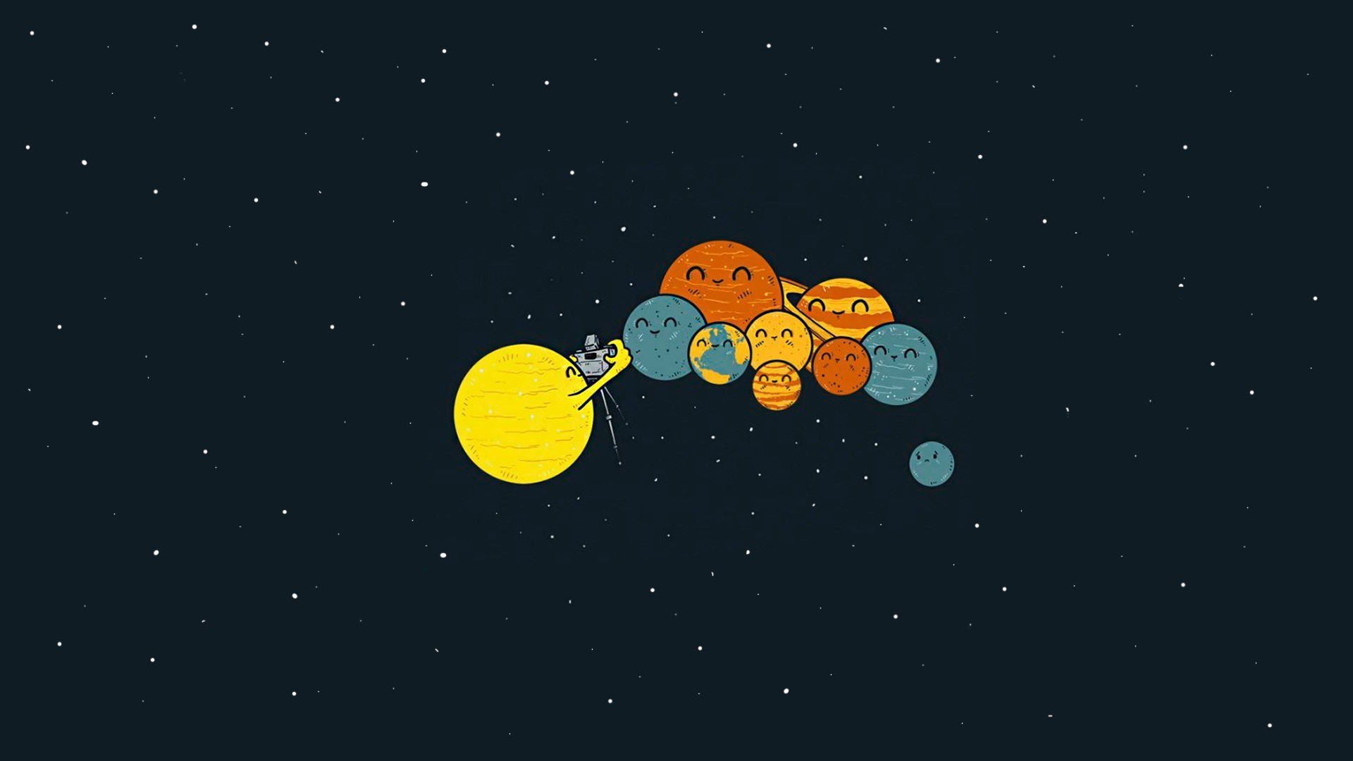 Space Planet Stars Cartoon HD Wallpaper