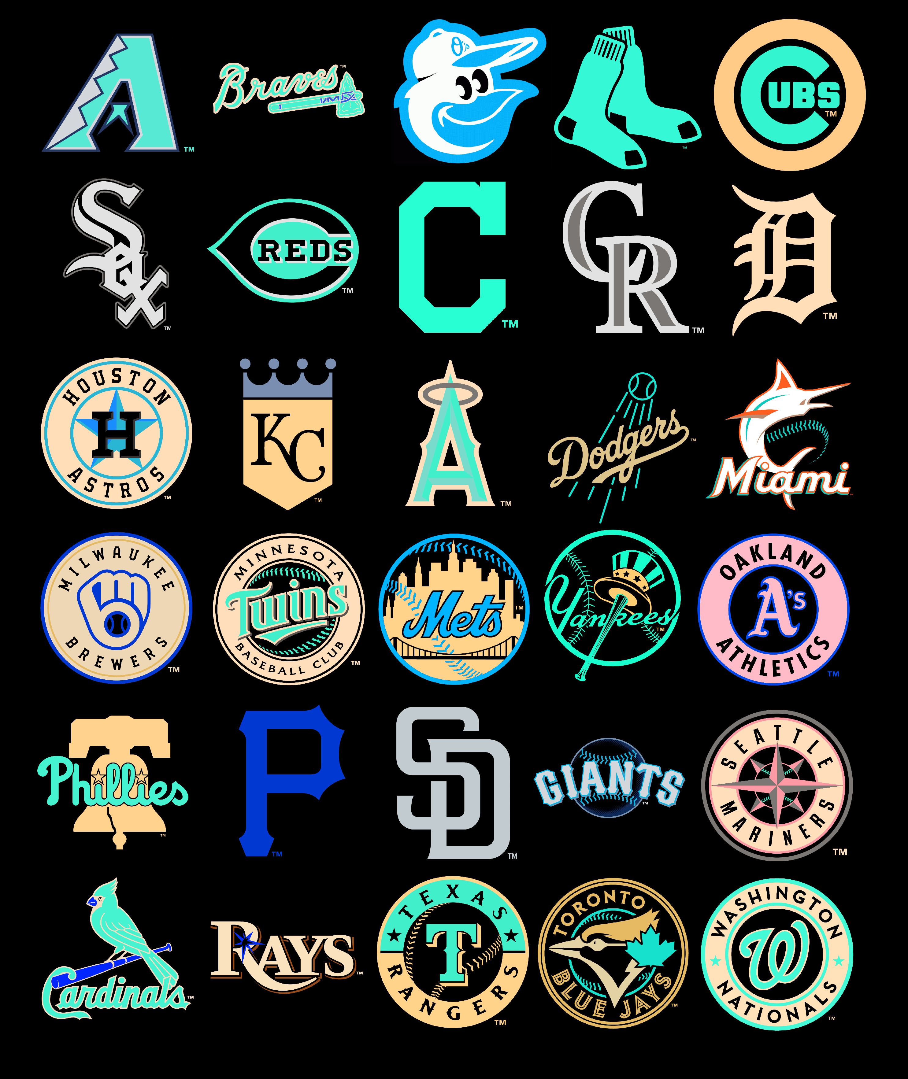 All logos, color reversed. Yes
