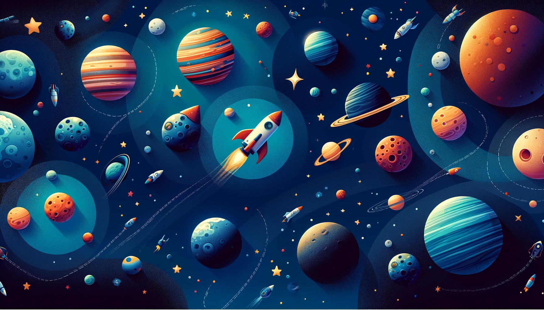 Space Mural Wallpaper. Cartoon Drawing