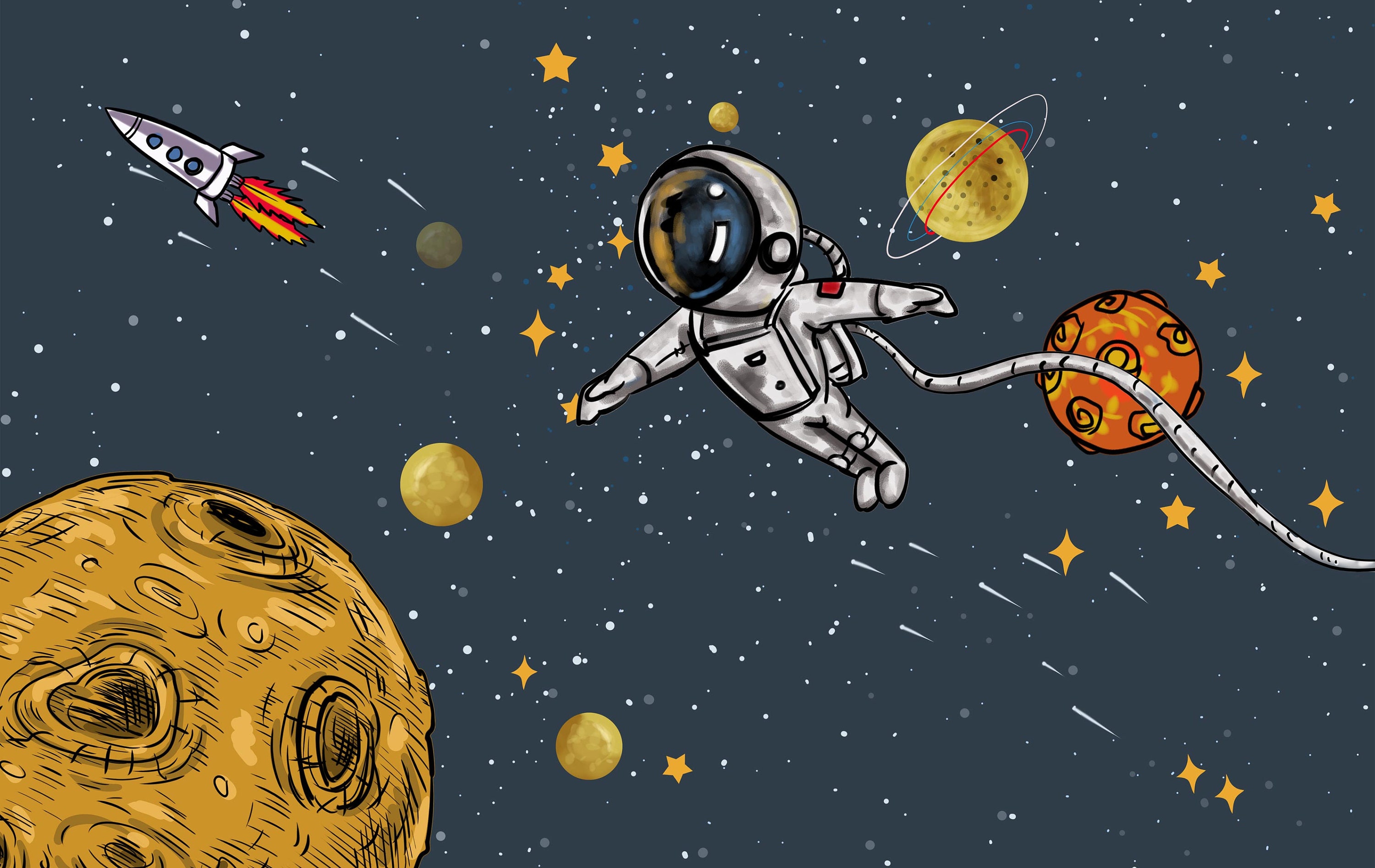 Explorer Astronaut Nursery Wallpaper