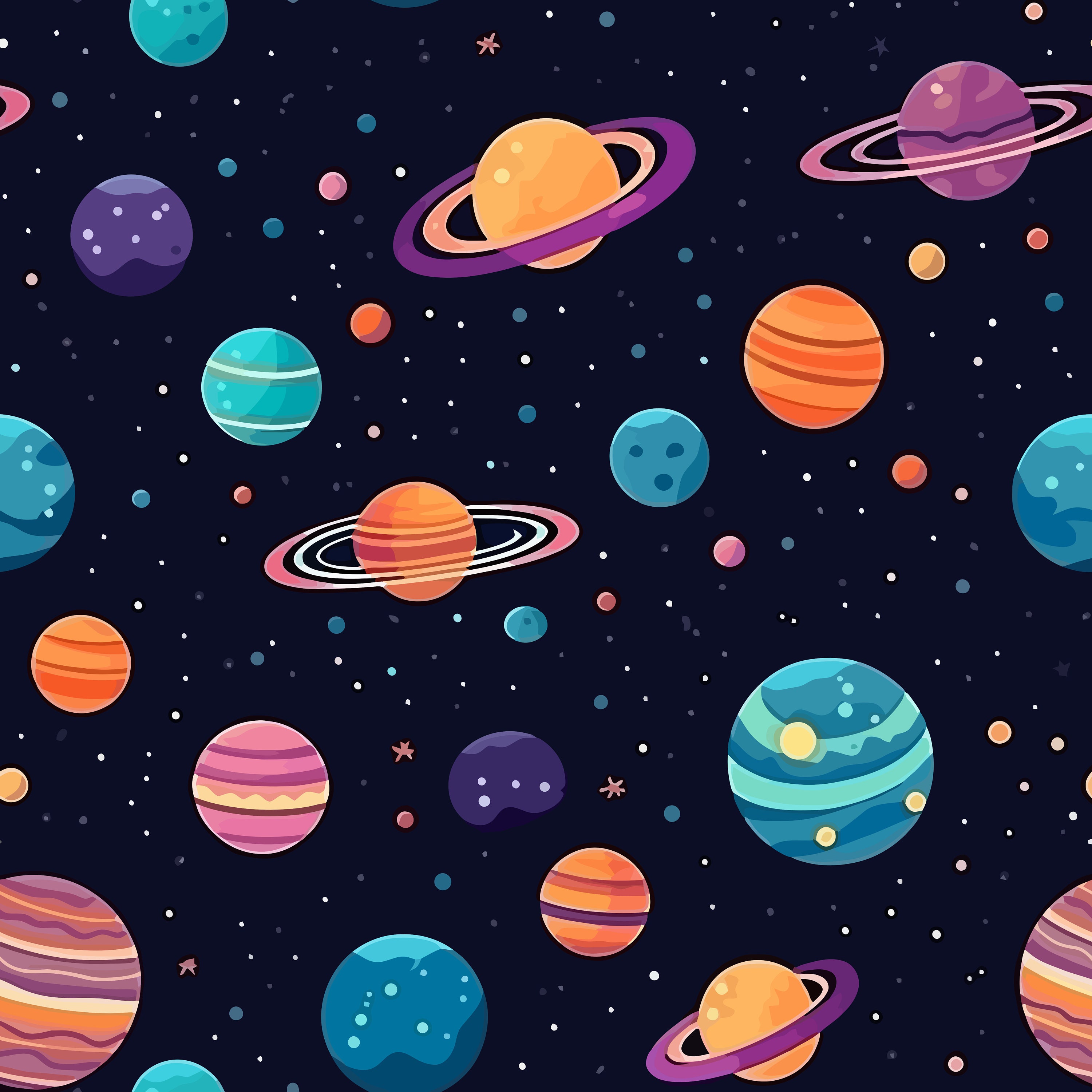 Cartoon Planets in Space