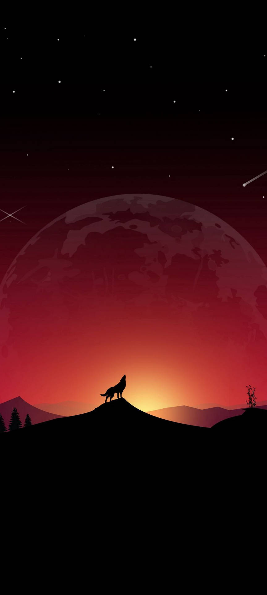 Howling Wolf Silhouette Wallpaper