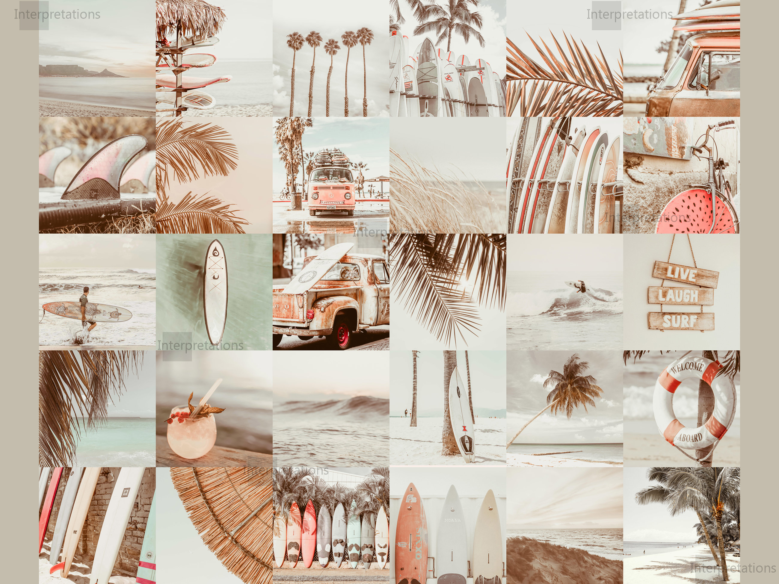 Beach DIY Wall Collage Kit of 30 Square