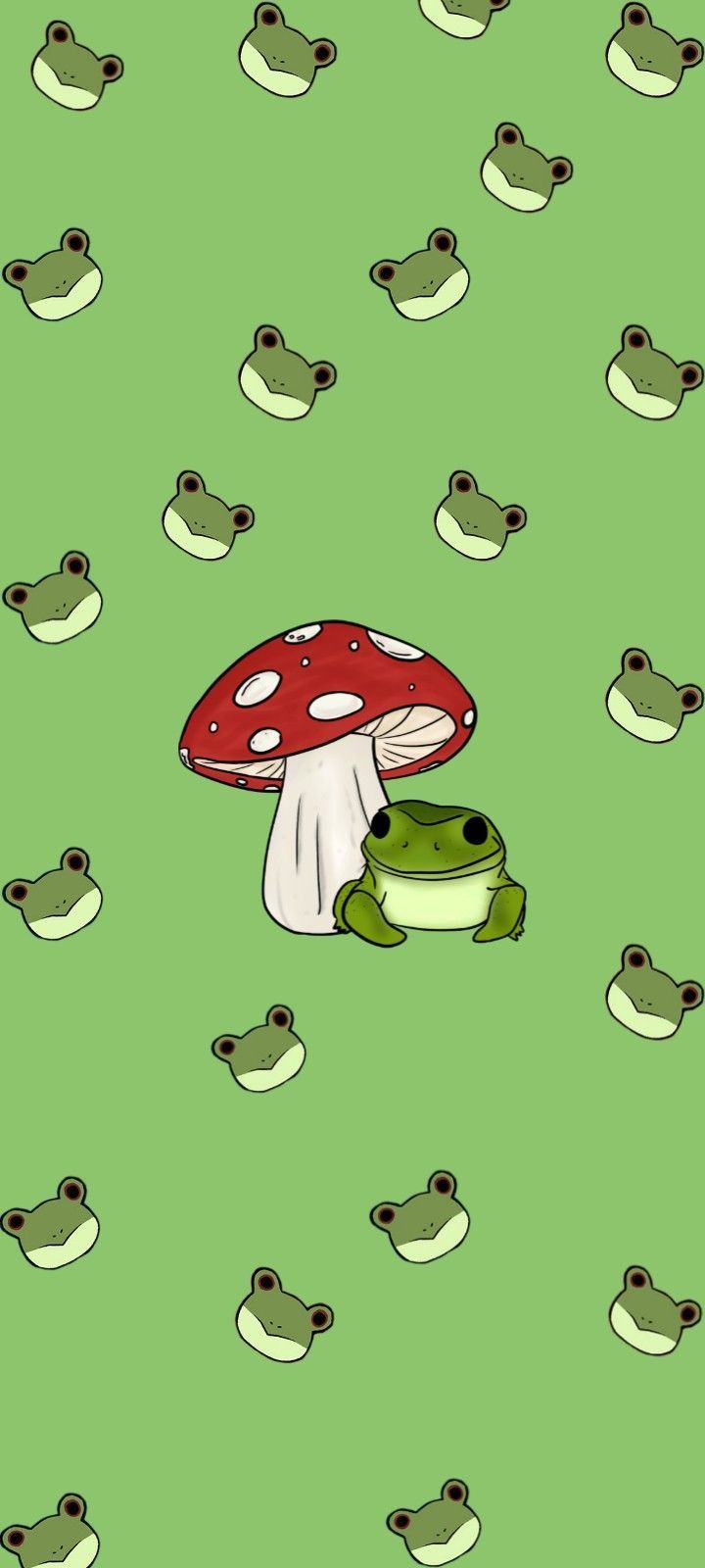 Cute Frog and Mushroom Wallpaper