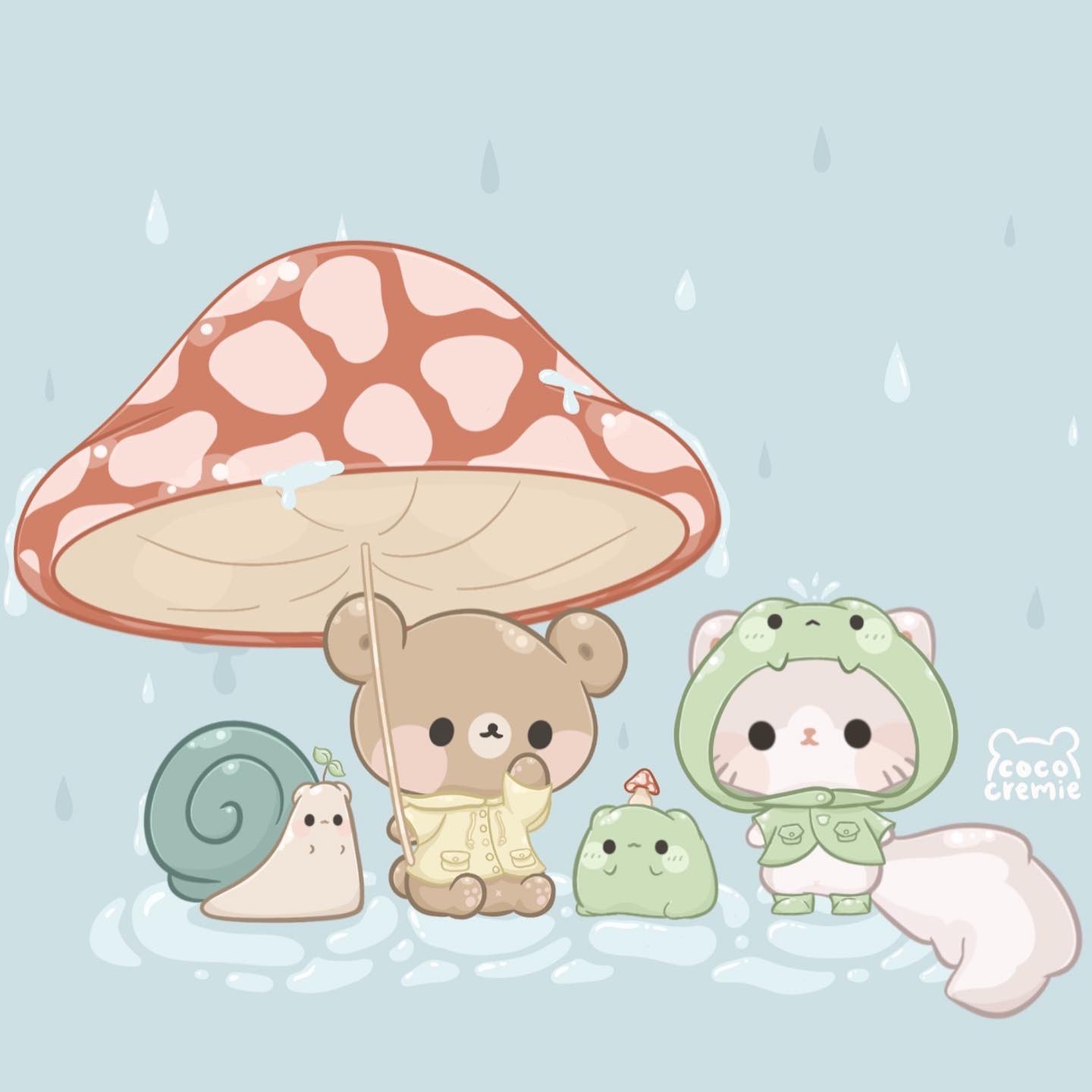 mushrooms #kawaiiart #frogs