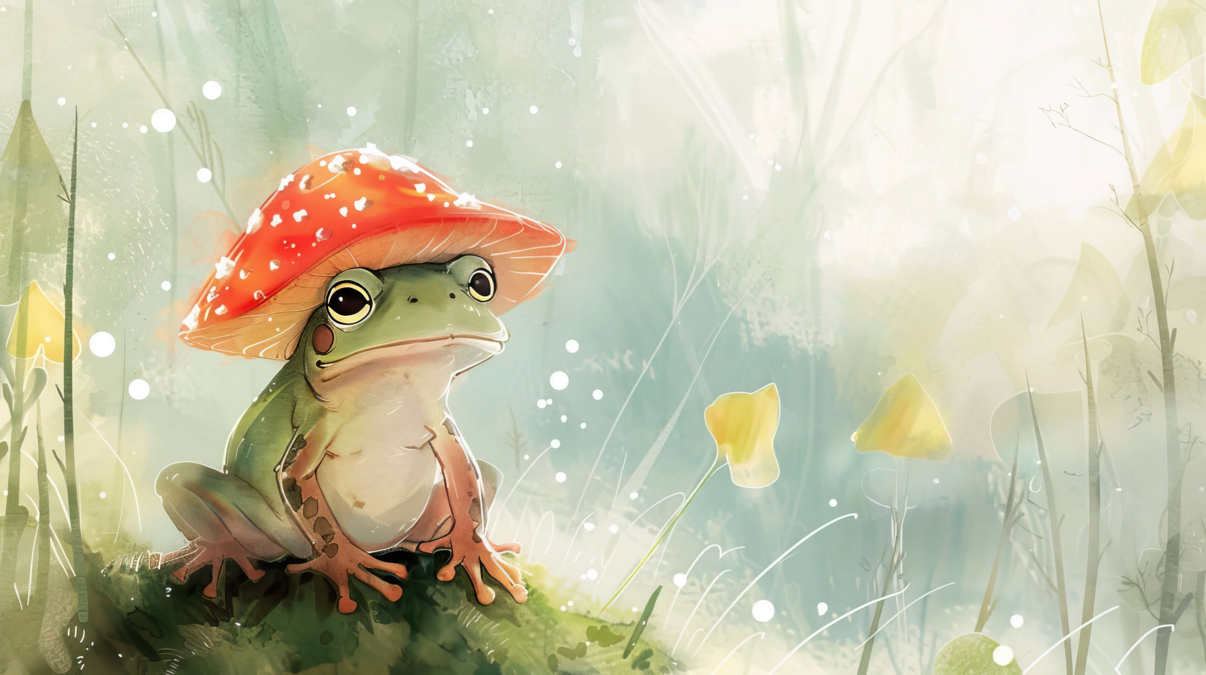 Frog With Mushroom Hat Wallpaper, Free, 4k