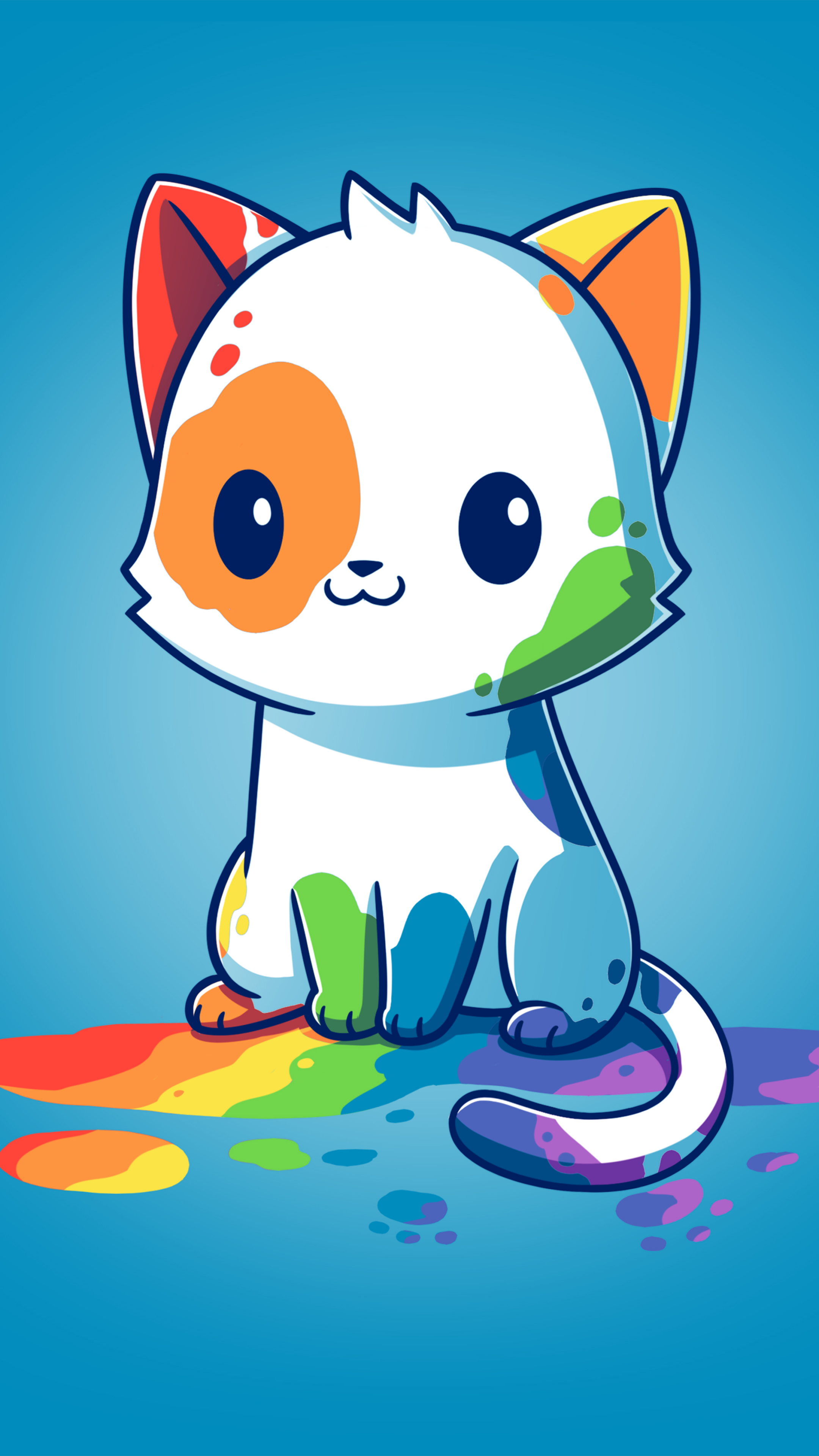 Rainbow cat Wallpaper 4K, Blue
