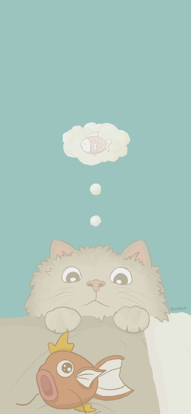 Hungry cat meets magikarp phone