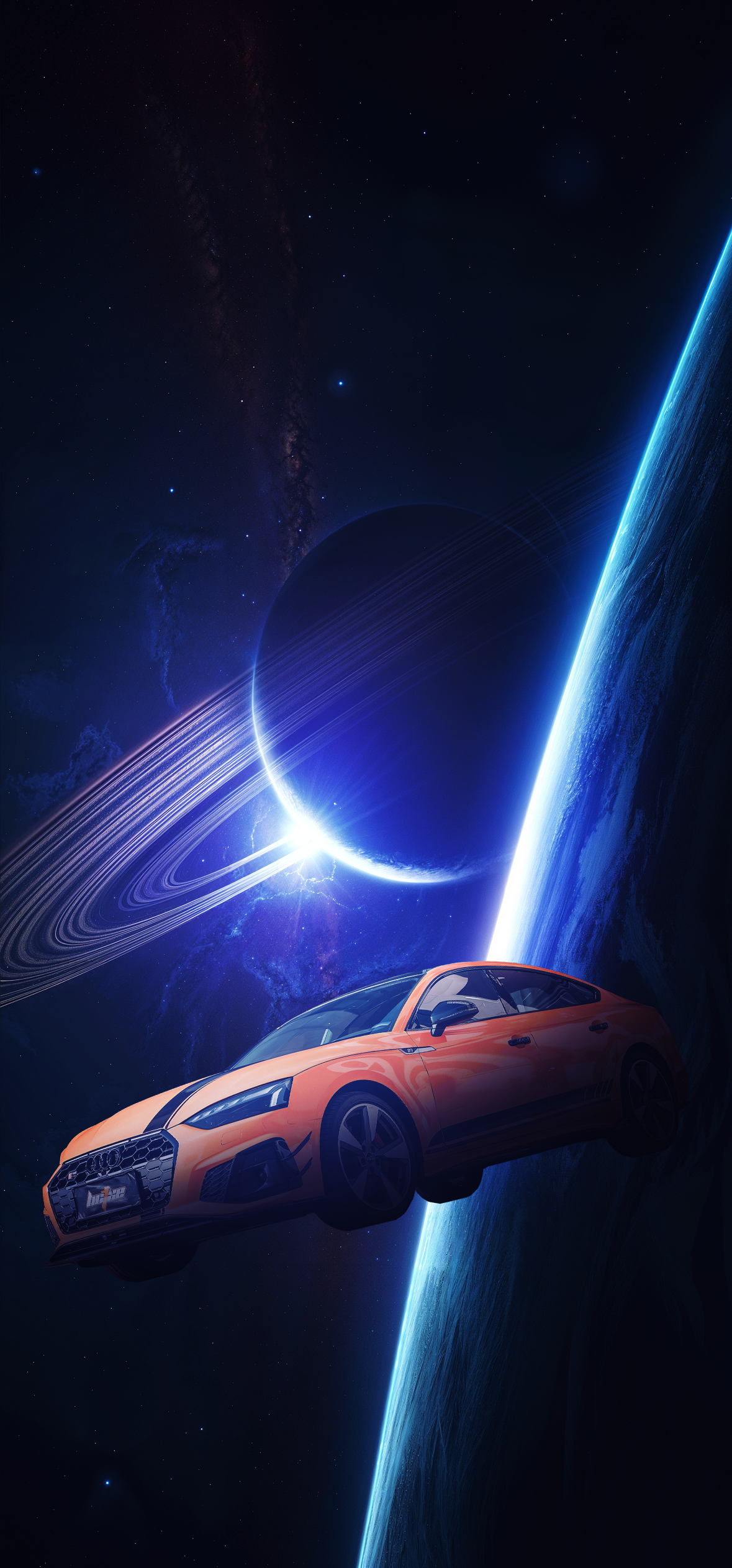 Car in space wallpaper 4K