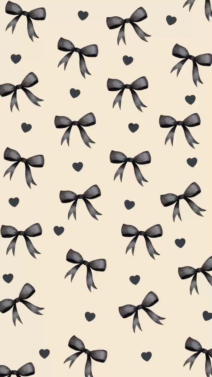 black coquette bows and hearts wallpaper