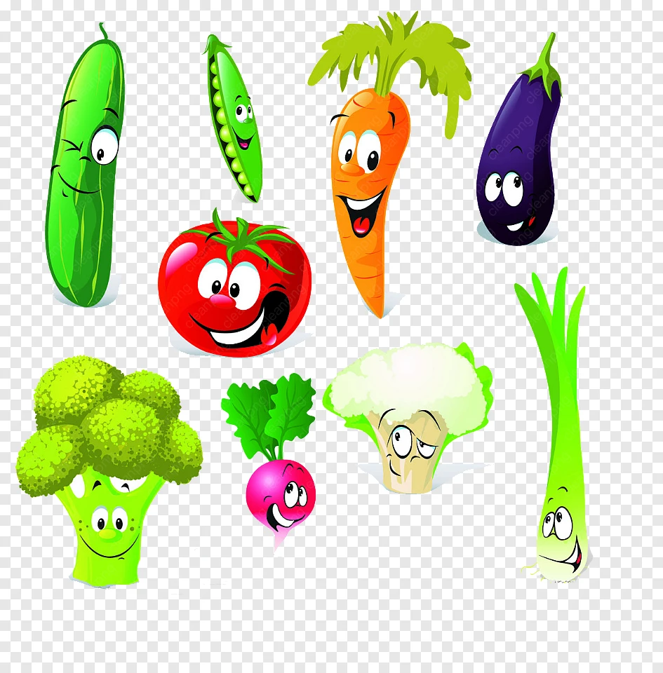 Smiling Cartoon Vegetables Illustration