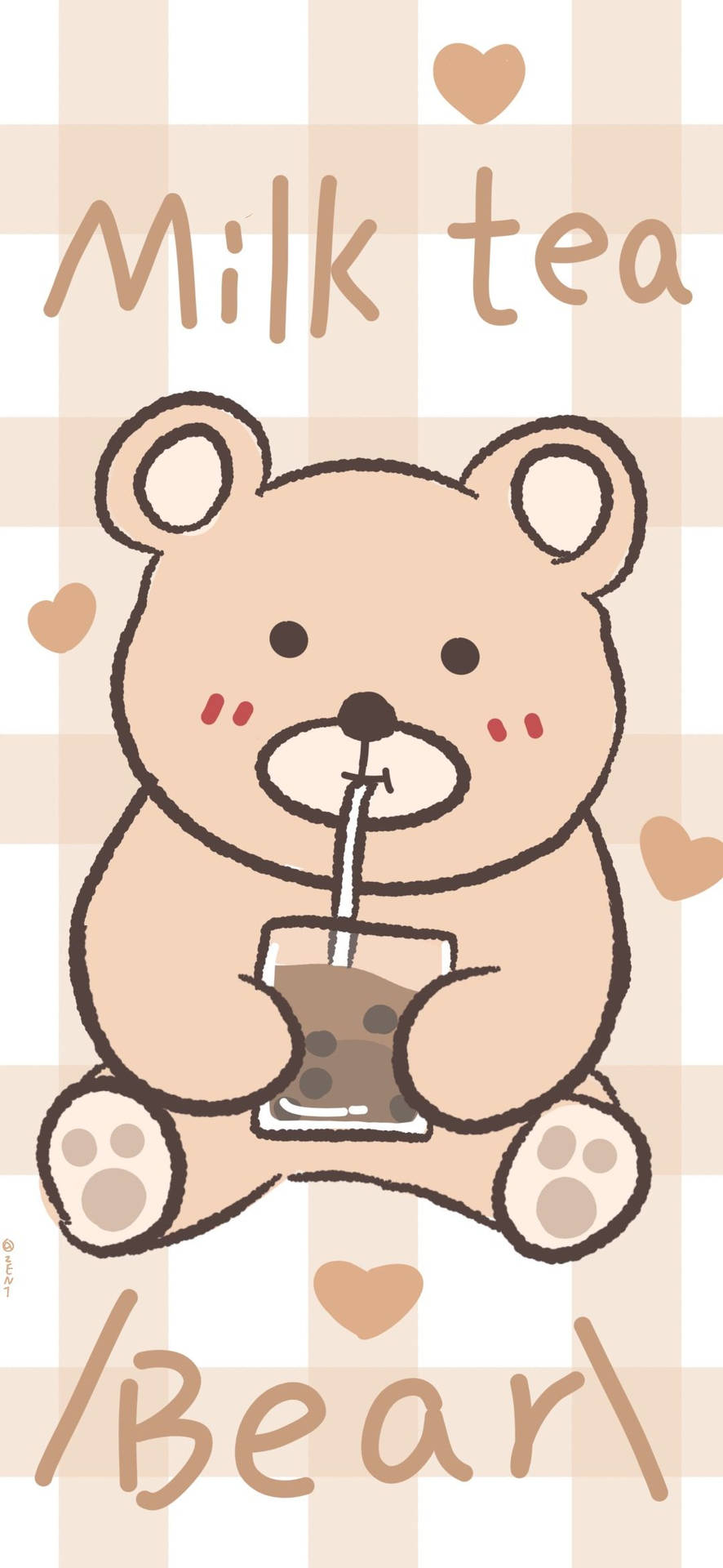 Korean Bear Enjoying A Milk Tea