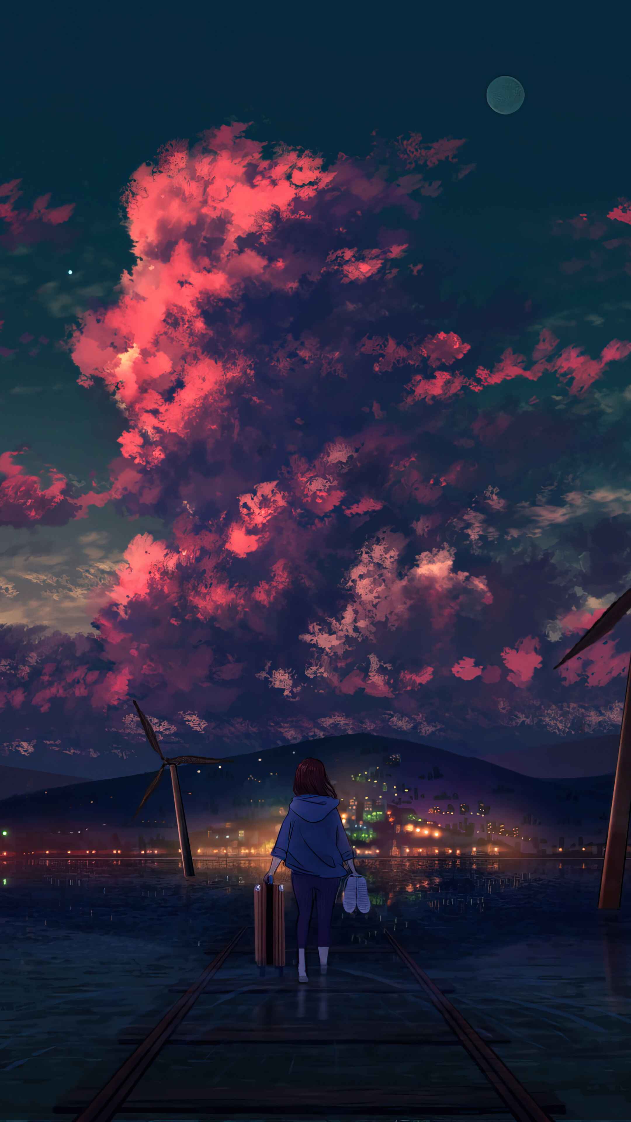 Anime Art Night Sky Scenery Wallpaper