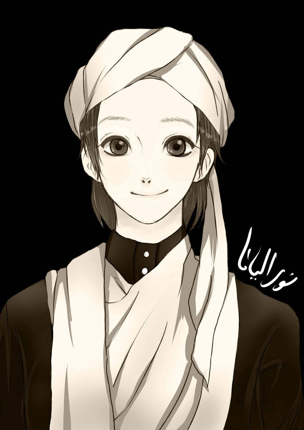 Monochromatic Anime Islamic Boy