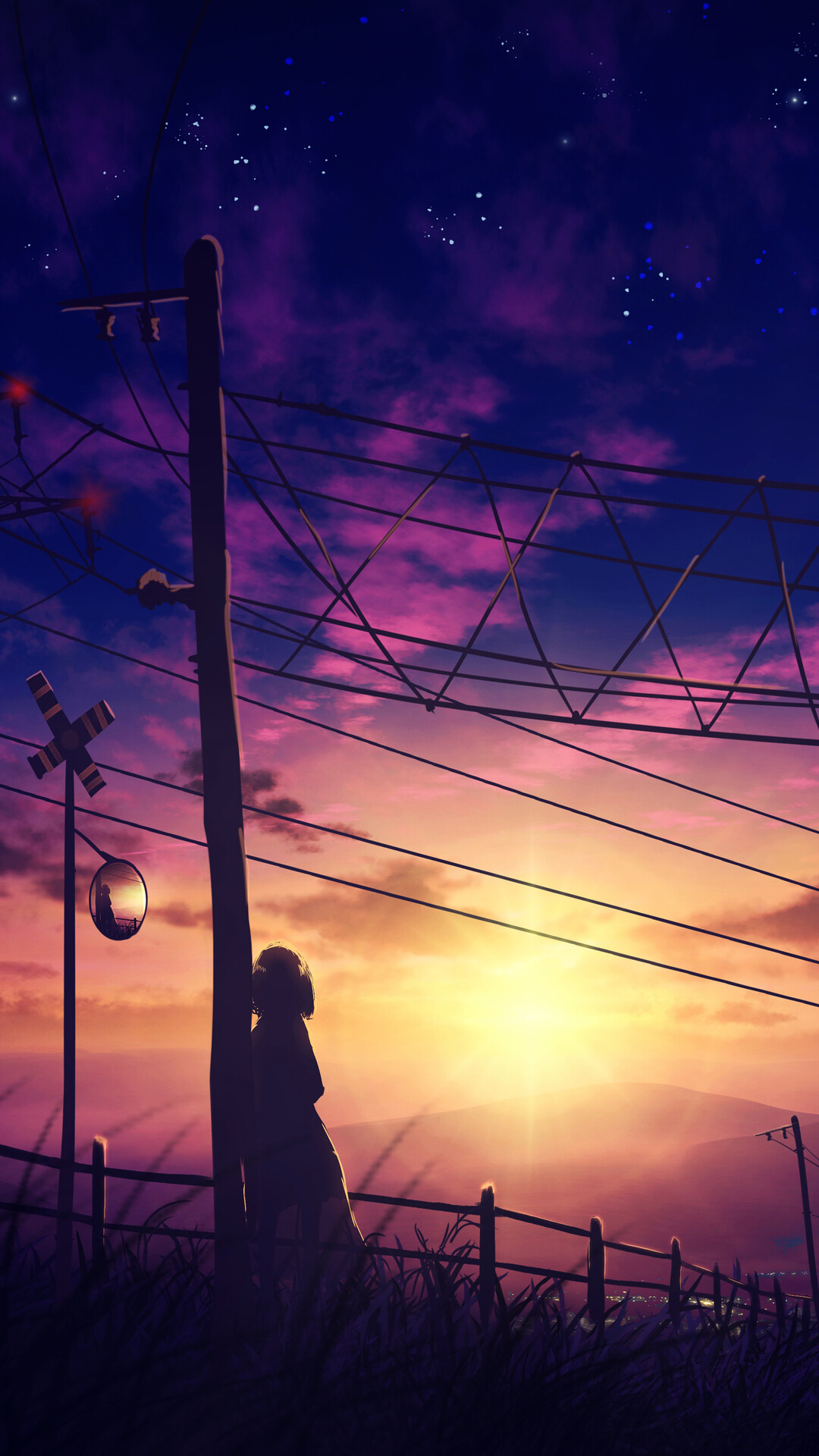 Anime Sunset 4K Vertical Wallpaper